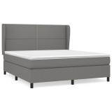 Cumpara ieftin Pat box spring cu saltea, gri inchis, 180x200 cm, textil