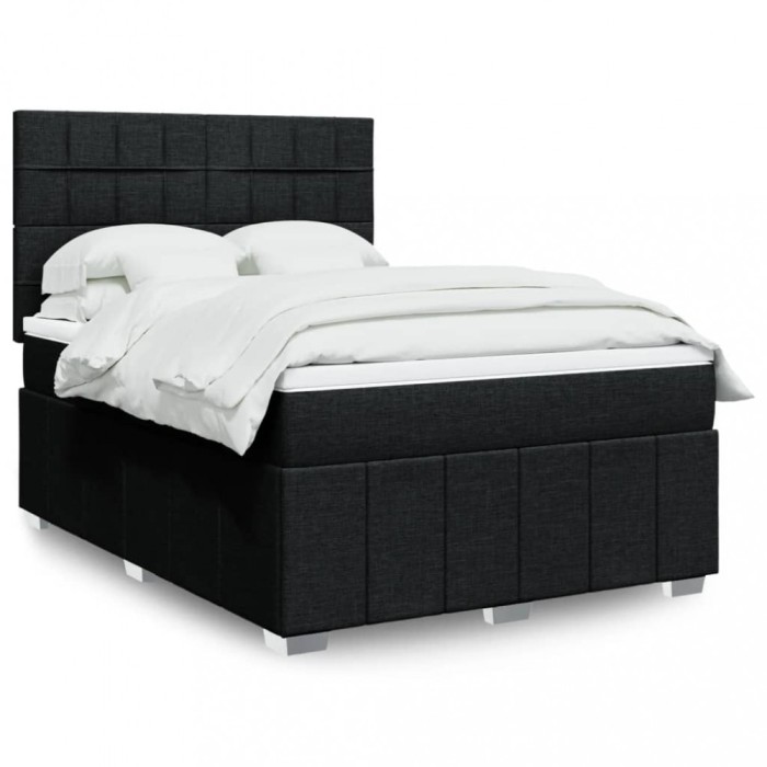 vidaXL Pat box spring cu saltea, negru, 140x190 cm, textil 3291665