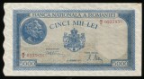 Y031 BANCNOTA 5000 LEI DECEMBRIE 1945 filigran BNR vertical APROAPE NECIRCULATA aUNC