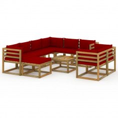 vidaXL Set mobilier de grădină, 10 piese, cu perne roșu vin foto
