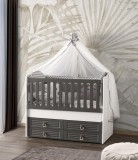 Patut cu leganare si lat. culisabila MyKids Olivia Alb Gri 130x70