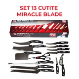 Cumpara ieftin Set de 13 Cutite pentru bucatarie Miracle Blade, otel inoxidabil, manere nituite