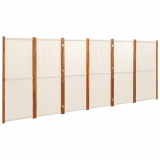 Paravan de cameră cu 6 panouri, alb crem, 420x180 cm