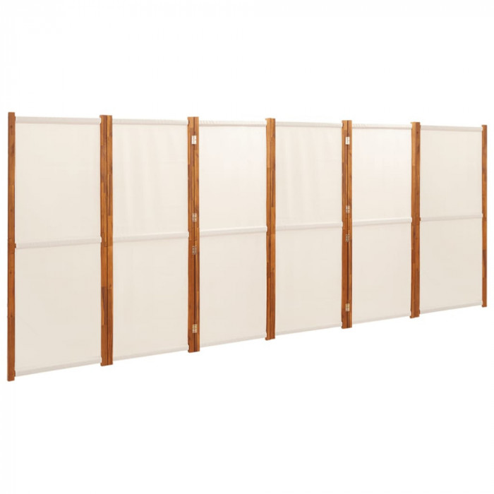 Paravan de cameră cu 6 panouri, alb crem, 420x180 cm