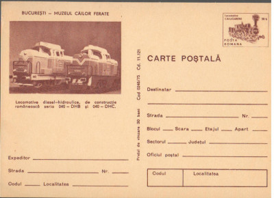 CPI B14325 CARTE POSTALA - BUCURESTI, MUZEUL CFR, LOCOMOTIVE DIESEL HIDRAULICE foto