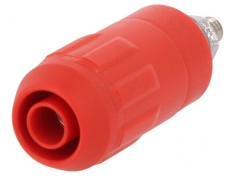 Conector banană 4mm soclu 20A roşu cu izolaţie &icirc;nşurubare