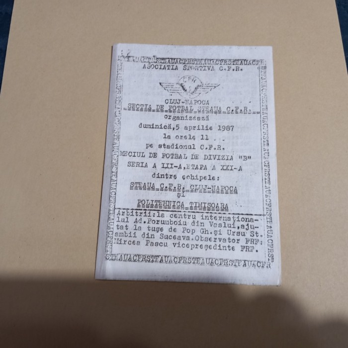 Program Steaua CFR Cluj - Poli Timisoara
