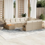 vidaXL Set canapele de grădină cu perne, 11 piese, bej, poliratan 3224749