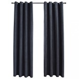 Cumpara ieftin Draperii opace cu inele metalice, 2 buc., antracit, 140x175 cm