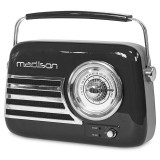 Radio reto portabil 15W cu functie bluetooth, AUX - negru