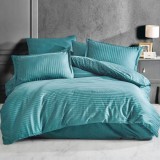 Lenjerie pat dublu,damasc satinat,4 piese,turcoaz-A194