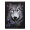 Tablou Canvas "Wolf Roses" – Artă Gotica cu Lup și Trandafiri 19 x 25 cm