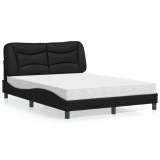 Cumpara ieftin Pat cu saltea, negru, 140x200 cm, piele ecologică