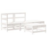 Set mobilier relaxare de gradina, 4 piese, alb, lemn masiv pin