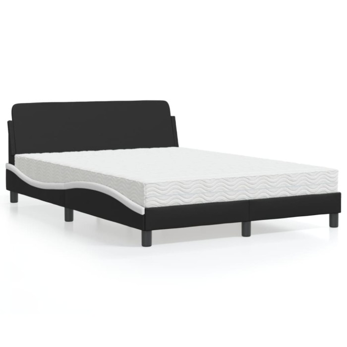 vidaXL Pat cu saltea, Dover, negru și alb, 120x200 cm, piele ecologică 3208382
