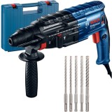 Bosch GBH 240 + 2605438098 + Plus-5X - Rotopercutor SDS-Plus 790 W 2.7 J valiza plastic + Set 5 burghie SDS-Plus 6-10 mm