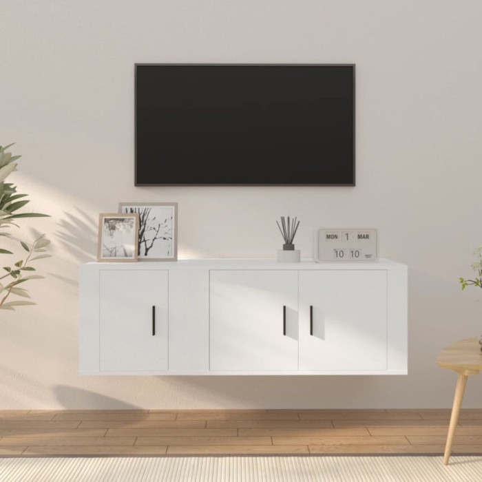 vidaXL Set dulap TV, 2 piese, alb, lemn prelucrat
