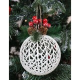 Glob de Craciun, alb, SY23YKL-WYM-0021, 12 cm, plastic, rotund