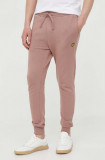 Lyle &amp; Scott pantaloni de trening din bumbac culoarea roz, neted