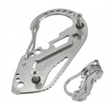 Cumpara ieftin Organizator chei multifunctional din otel cu carabina si desfacator sticle, compact 9 cm, argintiu