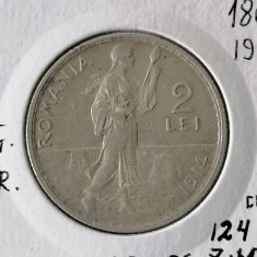 MONEDA - 2 LEI 1914-ROMÂNIA. BRUXELLES