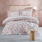 Cumpara ieftin Lenjerie pat dublu,bumbac ranforce,4 piese,crem cu flori,Visam-A1319