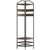 HOMCOM Mobilier de intrare de colț, vestiar cu 4 niveluri, depozitare pentru &icirc;ncălțăminte, 8 c&acirc;rlige mobile, 2 rafturi, maro rustic | Aosom Romania