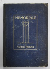 MEMORIALE de VASILE PARVAN , 1923 , PAGINA DE GARDA CU FRAGMENT LIPSA * foto