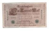 Bancnota Germania 1000 mark/marci 21 aprilie 1910, stampila verde, seria cu 7 cifre, stare buna