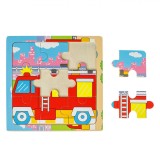 Puzzle lemn, Fire rescue, 9 piese