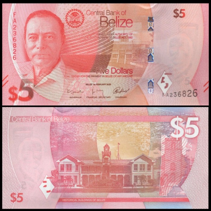 Belize 2025 - 5 dollars UNC
