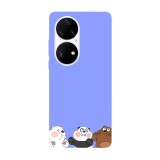 Husa compatibila cu Huawei P40 Pro model Cute Three Bears, Silicon, TPU, Viceversa, Transparent, Carcasa