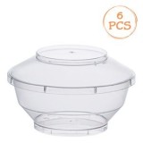 Boluri din plastic rotunde, transparente, cu capac, 200 ml, set de 6 bucăți, CMCLASS