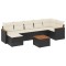 Set mobilier de gradina cu perne, 8 piese, negru, poliratan