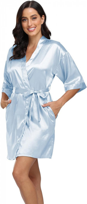 Bund Femei din satin Halat de matase Kimono Halat pur scurt Sexy Sleepwear Mires