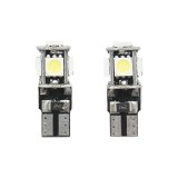Set 2 becuri LED T10 12V cu 5 SMD, lumina rece 6500K, Breckner Germany