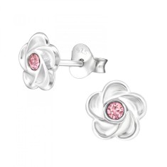 Cercei argint, Floare cu cristale Swarovski Light Rose, A4S32771-2