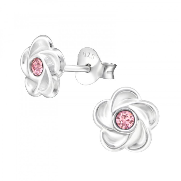 Cercei argint, Floare cu cristale Swarovski Light Rose, A4S32771-2