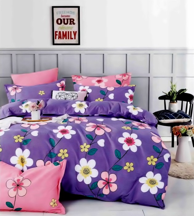Lenjerie de pat pentru o persoana cu husa de perna dreptunghiulara, Raja, bumbac mercerizat, multicolor