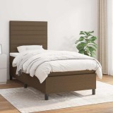 Cumpara ieftin Pat box spring cu saltea, maro &icirc;nchis, 90x200 cm, textil
