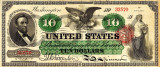 10 dolari 1863 Reproducere Bancnota USD , Dimensiune reala 1:1