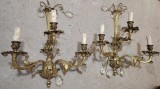 Superb set de aplice de dimensiuni mari din bronz masiv și elemente din cristal in stilul francez Louis