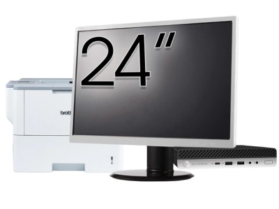 Pachet Calculator Second Hand HP EliteDesk 800 G3 Mini PC, Intel Core i7-7700T 2.90GHz, 8GB DDR4, 256GB SSD, Wi-Fi + Monitor 24&amp;amp;quot; &amp;amp; Imprimanta Bro foto