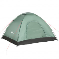 Outsunny Cort Iglu 2 Locuri Camping Ușă Fermoar Plasă Tantari Geantă Transport 206x185x120cm Verde | Aosom Romania