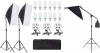Kit de 3 softboxuri cu macara, soclu de 4 becuri, 3 trepiezi reglabili 200 cm, 12 becuri de 150W, geanta de transport inclusa, Dactylion