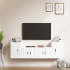 VidaXL Set dulap TV, 4 piese, alb extralucios, lemn prelucrat
