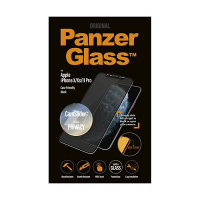 PanzerGlass - Geam Securizat Case Friendly CamSlider Privacy pentru iPhone X, XS ?i 11 Pro, black foto