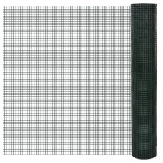 vidaXL Plasă de sârmă găini, verde, 25 x 1 m, oțel galvanizat cu PVC