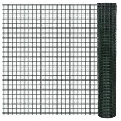 Plasă de s&amp;acirc;rmă găini, verde, 10 x 1 m, oțel galvanizat cu PVC foto