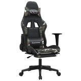 Cumpara ieftin Scaun de gaming masaj/suport picioare negru/Camuflaj piele eco